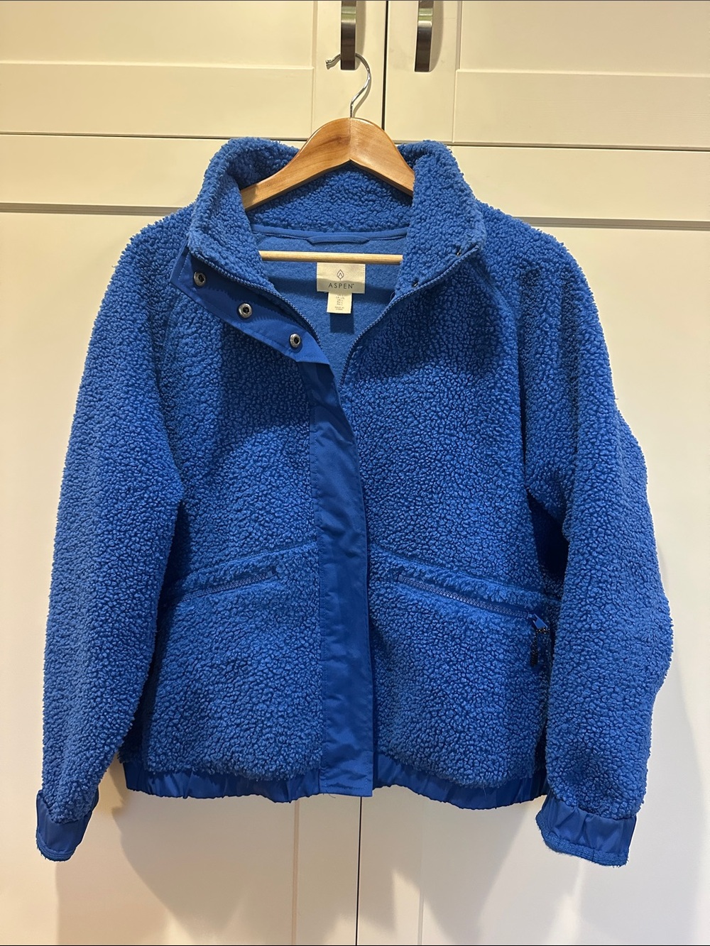 Cozy Electric Blue Teddy Jacket with Snap Zip Placket